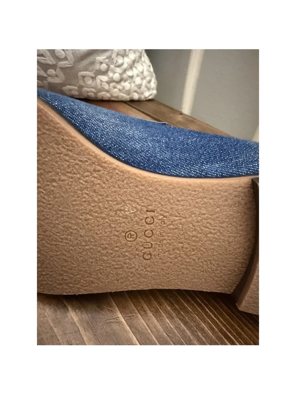 Gucci Blue Denim Horsebit Loafers with Green & Red Web